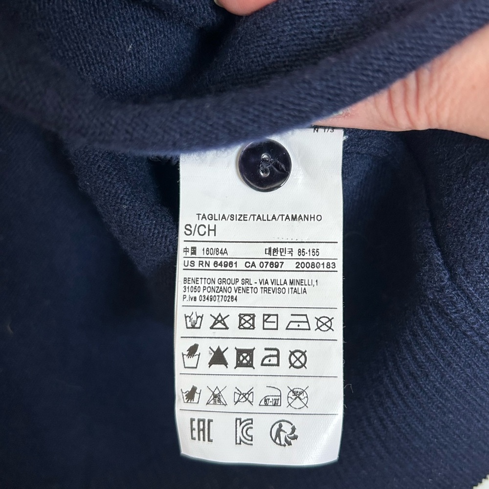 United Colors Of Benetton Navy Blue Button-Up Crewneck Sweater - Picture 4 of 6